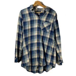 J.Jill Women's Plaid Button Up Flannel Blue Size M